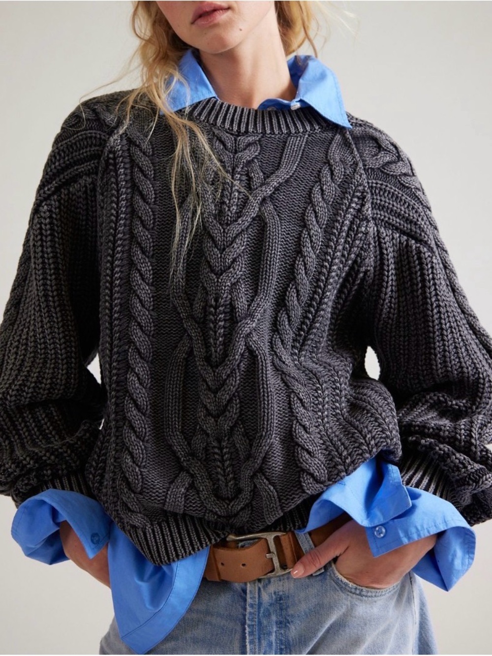 Free people Frankie cable knit small